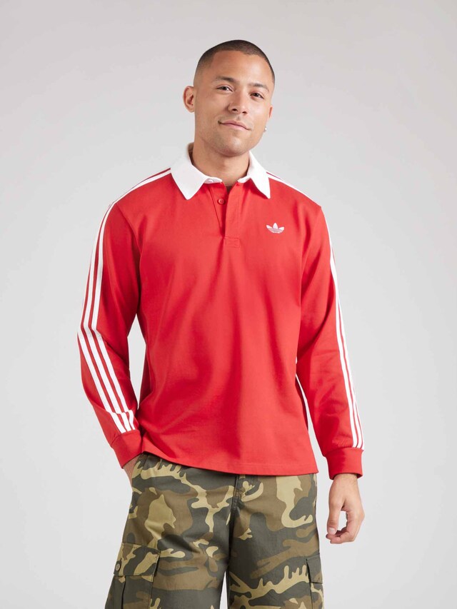 ADIDAS ORIGINALS, Poloshirt '3-Stripes Rugby Longsleeve' Rot, Bild 3 von 5