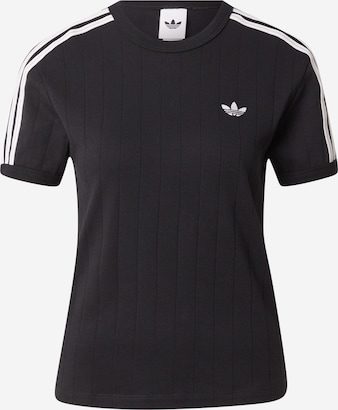 ADIDAS ORIGINALS, T-Shirt 'PINSTRIPE SHORT SLEEVE SLIM' Schwarz