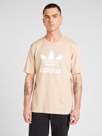 T-Shirt 'Adicolor Trefoil' in Beige, Beige & Grün